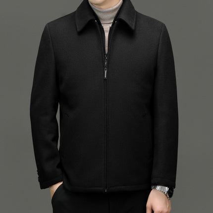 Men's Lapel Woolen Tops Autumn and Winter Business Casual Removable Liner Multi-Color Fashion Warm Top