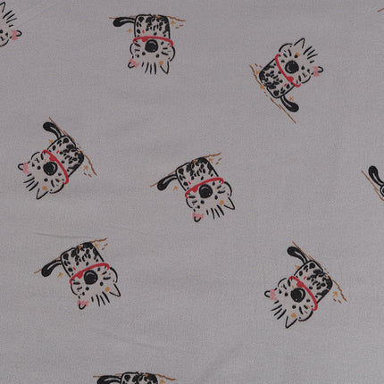 in stock Cotton Sanding Printed Fabric Proud Cat Floral Cloth Cartoon Children's Wear Shirt Fabric