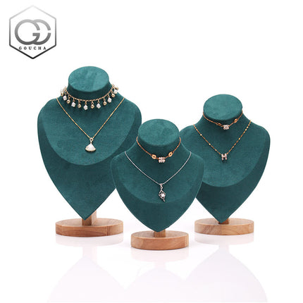 Factory Solid Wood Necklace Display Stand Bracelet Pendant Jewelry Display Rack Figure Model Neck Counter Display Props