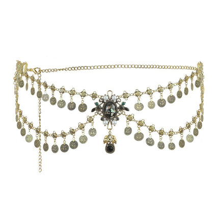 New alloy vintage tassel coins belly dance waist chain ladies gorgeous jewelry daily wear factory direct sales