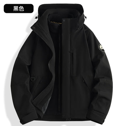 Three-In-One Outdoor Jacket for Women and Men, Detachable, Thickened and Fleece-Lined, Suitable for Mountaineering, Autumn and Winter Windproof and Warm Coat