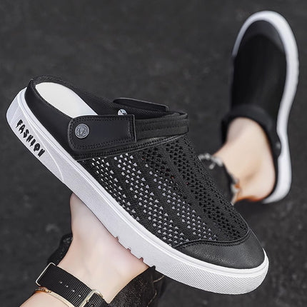 Half-Slippers for Men, Summer Outdoor Wear, Hollow Soft-Soled Clogs, Casual Sports Closed-Toe Dual-Purpose Sandals