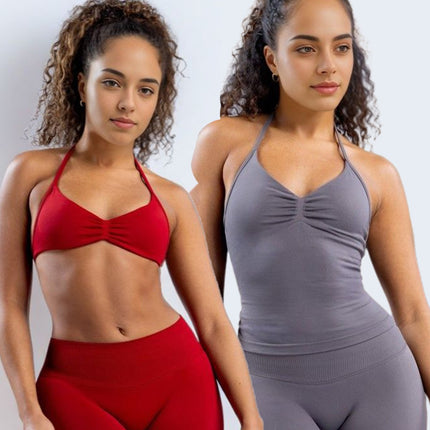 suit DF Amazon Explosions Shorts Small Bra High Elastic Superfine Extinction Nylon Hanging Neck Beauty Back Sports Vest