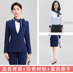 Blue suit + white shirt + blue skirt / S