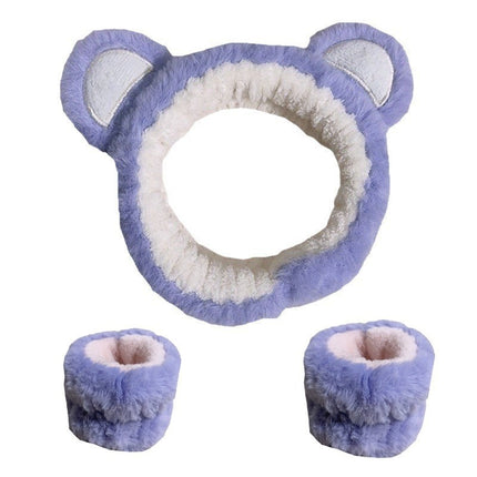Amazon Plush Headband Wristband Set Face Washing Absorbent Headband Cartoon Cute Waterproof Hairband Wholesale
