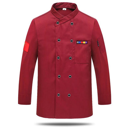 Chef Work Clothes Short-Sleeved Wholesale Men's Kitchen Hotel Catering Foreign Trade Restaurant Printable Embroidered Chef Uniform Long-Sleeved Suit