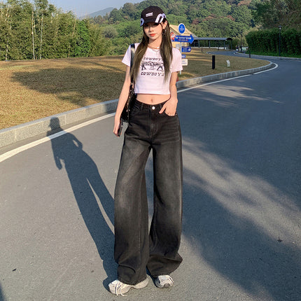 Light Color Wide Leg Jeans Women's 2025 Summer New Style Straight Loose High Waist Dummy Slimming All-match Mop Pants