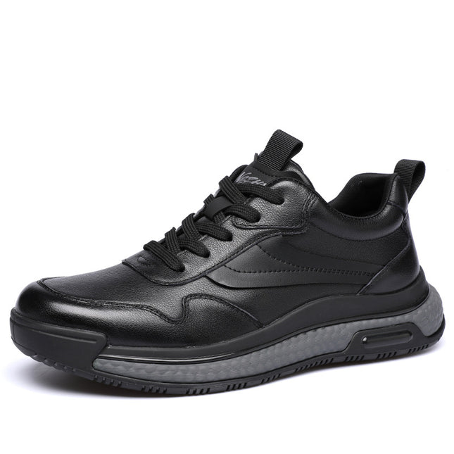 Genuine Leather Sneakers for Men, Autumn and Winter, Fleece-Lined, Warm, Casual Travel Shoes, Men's Popcorn Thick-Soled Dad Shoes 2638