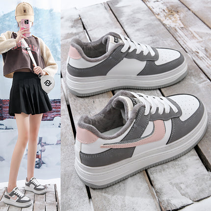 Hydrogen Cloud Women's Shoes Autumn and Winter White Shoes Junior High School Students Leisure Sports Board Shoes Niche Design Sense