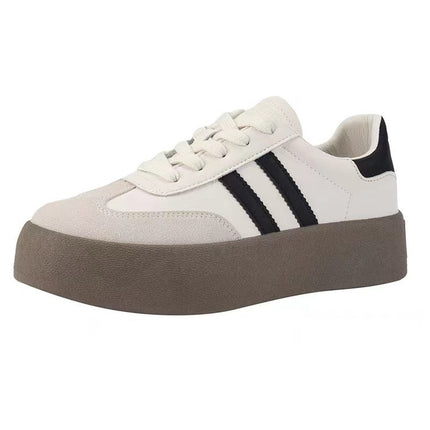 White Sneakers for Women with Thick Soles, 2026 Autumn New Style, Versatile Casual Platform Lace-Up Shoes