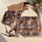 Hat and bag two-piece set owl flower field dark purple / One size fits all