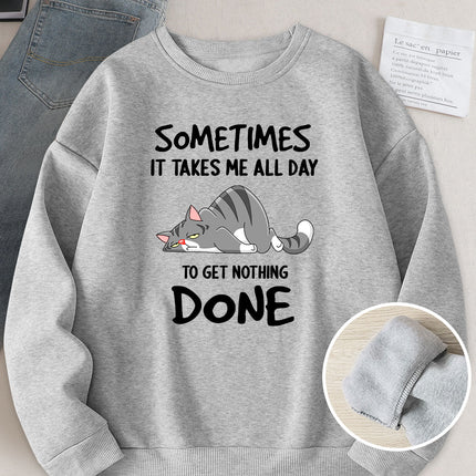 Wish Cross-Border Aliexpress Hot Selling Women's Clothing Amazon American Street Cartoon Cat Print Sweatshirt Bottoming Shirt
