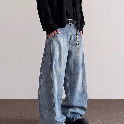 Jeans Men's Spring and Autumn New American Style Retro Mop Pants Loose Straight High Street Trendy Brand All-match Casual Pants