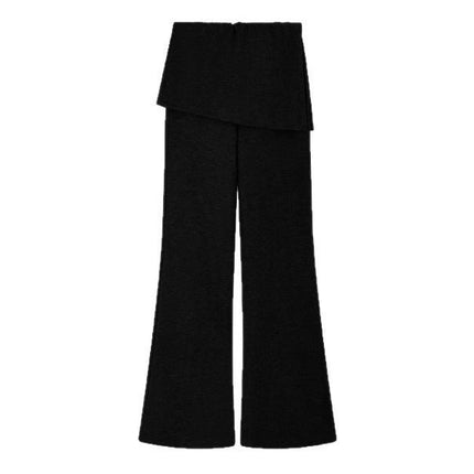 Stitching Apron Fake Two-piece High Waist Casual Pants Women's Spring and Autumn plus size Design Sense Fart Curtain Slim-fit Micro Long Pants