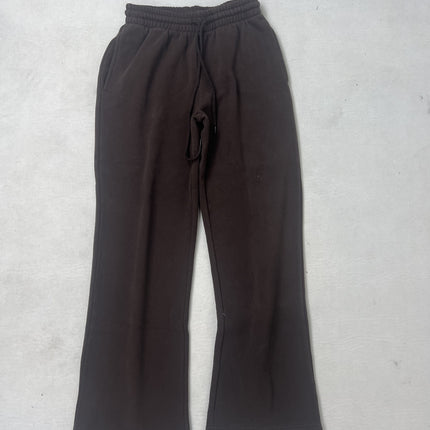 Women's Aritz Coffee-Colored Lead Gray Elastic Waist Autumn and Winter Fleece-Lined Warm Comfortable Straight-Leg Casual Sweatpants