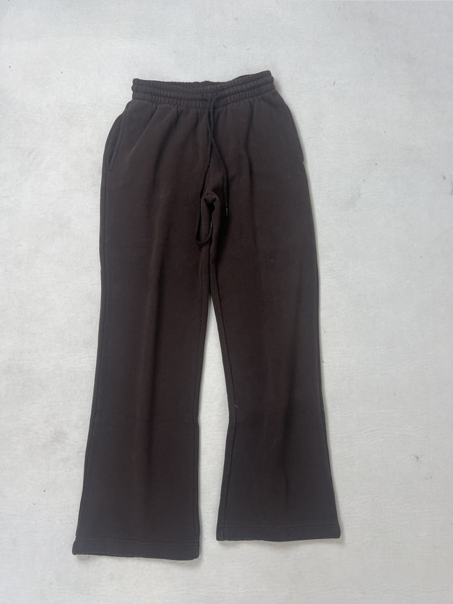 Women's Aritz Coffee-Colored Lead Gray Elastic Waist Autumn and Winter Fleece-Lined Warm Comfortable Straight-Leg Casual Sweatpants