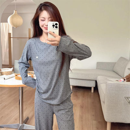 Autumn and Winter 2024 New Women's Wave Cashmere Casual Lazy Crewneck Home Clothes suit Pajamas