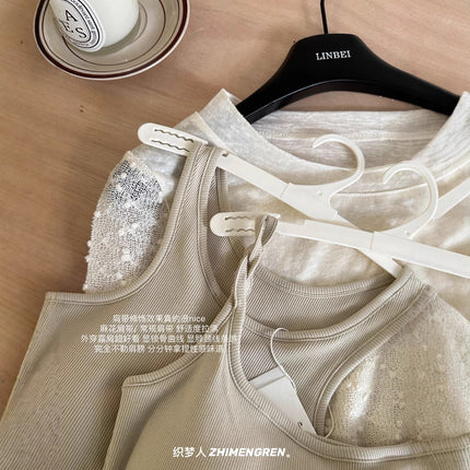 Dream Weaver # Minimalist Style Sweetheart Twist Summer Gentle Small Camisole Bra Basic Versatile Wireless Outerwear Beautiful Back
