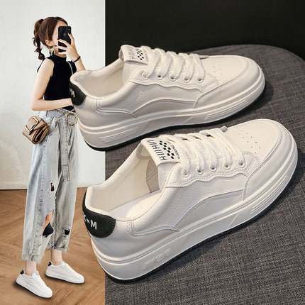 Genuine leather soft bottom comfortable white shoes for women 2024 spring new versatile Korean style low-top casual single-layer shoes for women sneaker