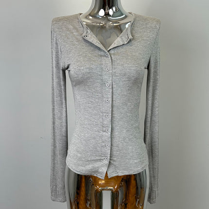 South Korea Dongdaemun New Product Beautifies Body ~ Gentle and Comfortable Swan Neck Shown Body Cardigan T-shirt