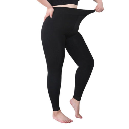 Women's Plus-Size Leggings, Autumn and Winter Thick Fleece Leggings, Thick High-Waisted Polyester Pants for Women, 100kg Fat mm