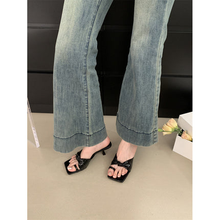 2025 European and American Summer New Fashion Open-Toe Slip-On Stiletto Heel Sandals