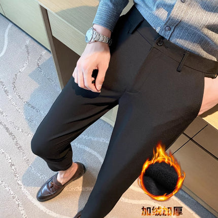 Korean Style Small Western Trousers Men's Autumn and Winter Business Slim-fit Straight Ankle-length Pants 2024 New Arrival Light Luxury Suit Trousers