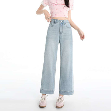 Wholesale Dropshipping Straight-Leg Hip-Covering Magic Pants ~ Spring and Summer Stretchy Straight-Leg Pear-Shaped Petite Slimming Cropped Jeans