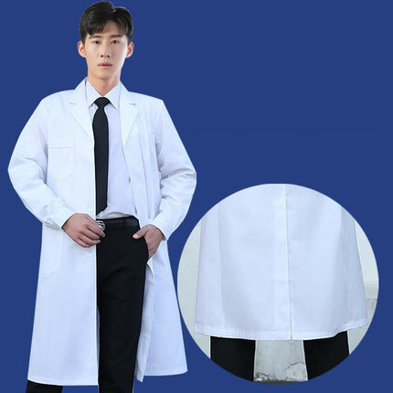 White Coat Long-sleeved Male and Female College Students Chemical Laboratory Coat Laboratory Doctor Nurse Coat Short-sleeved Physician Overalls Thick
