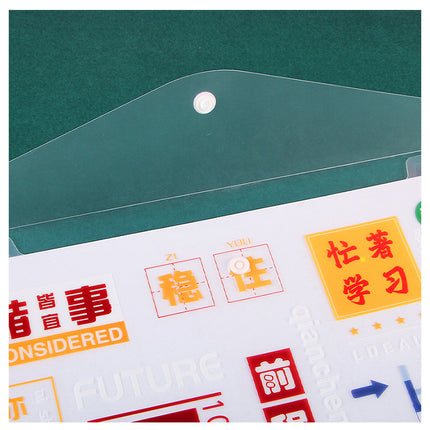 Student Snap Bag Cartoon Pattern Test Paper File Storage Bag Waterproof a4 Plastic Transparent File Bag Factory Outlet