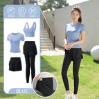 Blue [short sleeve] four-piece set (black pants) - upgraded version - hot seller! / M