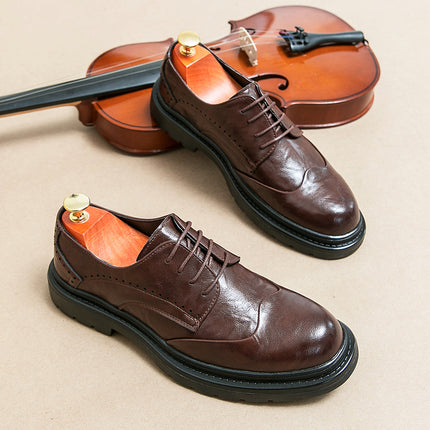 Men's British Style Business Casual Leather Shoes Fashion Trend Retro Lace-Up Leather Shoes Groom Wedding Shoes Dropshipping