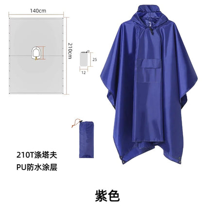 Foreign Trade Multifunctional Poncho Raincoat Unisex Poncho Outdoor Three-In-One Waterproof Raincoat Cycling Hiking Camping Style