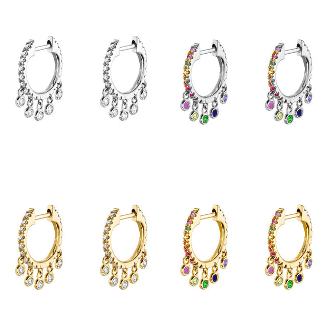 European and American French Style Light Luxury Ins Style Fashion Micro-inlaid Colorful Zircon Earrings Women's Distinctive All-match Fashionable Ear Ring Earrings