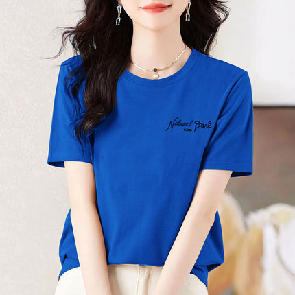 pea green Cotton Short-sleeved T-shirt Women's Colorful Multi-color Optional Summer New All-match Age-reducing Western-style Loose Top