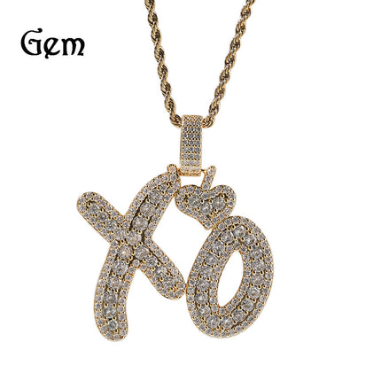 Hip-Hop Ancient Cute New Heart Xo Letter Pendant for Men and Women Personalized Trendyy Couple Necklace Dropshipping