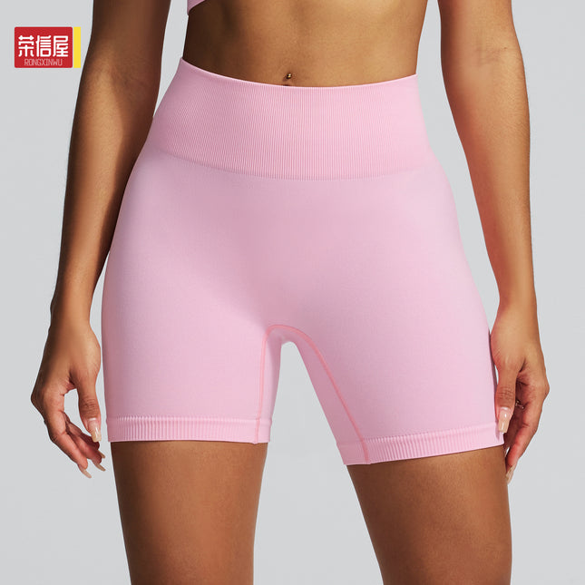 Rongxin House European and American Seamless High Waist Yoga Shorts Belly-lifting Hip-lifting Sports Shorts Quick-drying Outer-wear Running Fitness Pants