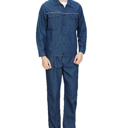 Thin summer Denim overalls suit male welder long sleeve power grid power factory workshop labor protection suit male