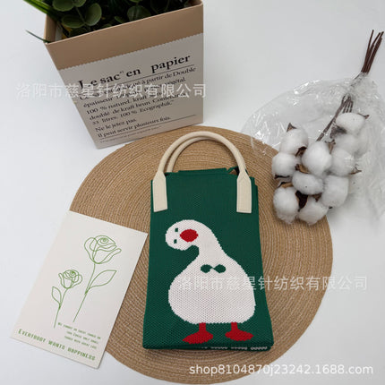 Girl's Heart-Shaped Knitted Crossbody Bag