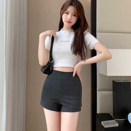 Black Tight Outer Wear Base A- word Hot Pants Summer New Large Size High Waist Hot Girl American Style Sexy Shorts