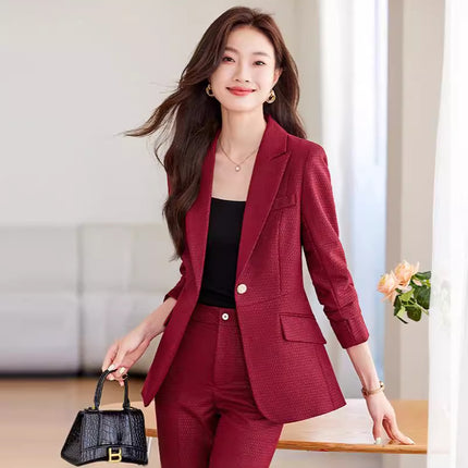 Professional suit suit autumn and winter 2024 new fashion temperament goddess fan host OL formal suit overalls
