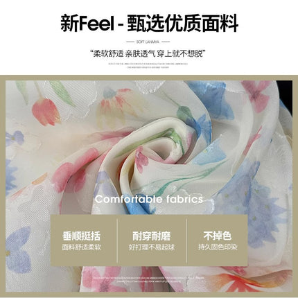 Colorful Floral Culottes for Women Summer Thin 2025 New Shorts High Waist Petite Casual Ice Silk Wide Leg Flower Bud Pants