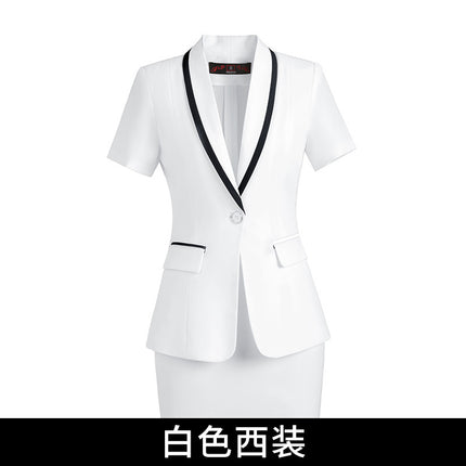 Summer short-sleeved suit suit women's thin business wear small temperament formal suit suit skirt front desk work clothes
