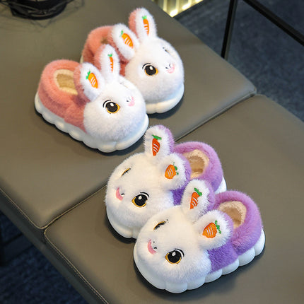 Winter Children's Cotton Slippers Girls' Princess Non-slip Warm Parent-child Large Small and Medium-sized Children's Baby Toddler Bag with Cotton Shoes Winter