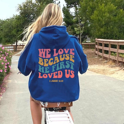 2024 Amazon Women's Velvet Sweatshirt Back Letter Printed Hooded Sweatshirt Drawstring Printed Hoodie