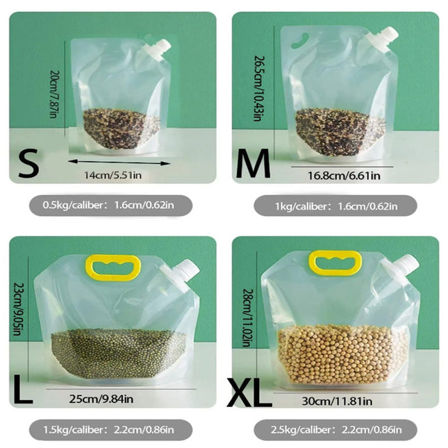 Grain Storage Bag Household Kitchen Transparent Rice Moisture-proof Sealed Packaging Bag Thickened Portable Suction Mouth Bag