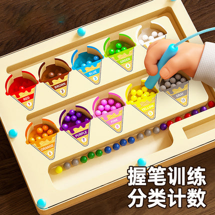 Wooden Children's Ice Cream Dinosaur Intelligence Magnetic Absorption Maze Space Logical Thinking Holding Pen Early Education Educational Wooden Toys