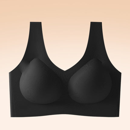 New Seamless Invisible Liquid Foundation Large Size Bra Without Rims Push-Up and Auxiliary Breast Integrated Fixed Cup Bra Underwear