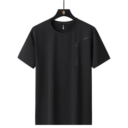 Ice Silk Short-sleeved T-shirt Men's and Women's 2025 New Summer Men's and Women's Thin Elastic Breathable Sports Quick-drying Clothes Cool T-shirt