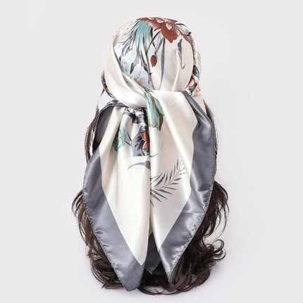 Spring and Autumn New Large Square Scarf Large Silk Scarf Decorative South Korea All-match Women's Scarf Headscarf Scarf Chic Style Hair Belt Art
